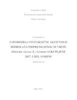 Usporedba citotoksične aktivnosti hidrolata pripremljenog iz vrste Dittrichia viscosa (L.) Greuter sakupljene 2017. i 2021. godine    