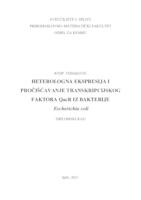 Heterologna ekspresija i pročišćavanje transkripcijskog faktora QacR iz bakterije Escherichia coli