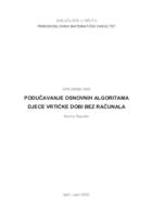 Podučavanje osnovnih algoritama djece vrtićke dobi bez računala