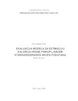 Evaluacija modela za estimaciju kalorija hrane prikupljanjem standardiziranog skupa podataka