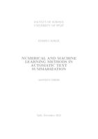 prikaz prve stranice dokumenta Numerical and machine learning methods in automatic text summarization