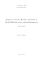 prikaz prve stranice dokumenta Analysis of molecular dynamics simulations of PQQ-GDH in interaction with carbon nanotube